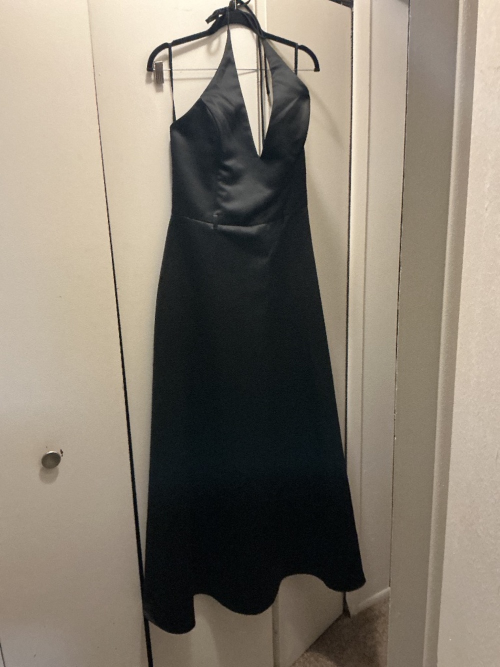 Black Satin Evening Gown